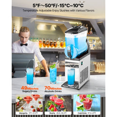 VEVOR Commercial Frozen Drink Maker, 15L Single Tank Slushy Machine, 60 Cups Stainless Steel Margarita Smoothie Frozen