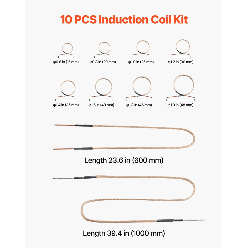 VEVOR 10PCS Magnetic Induction Heater Coil, Induction Heating Coil Accessories Kit with Flexibility and Long Lifespan