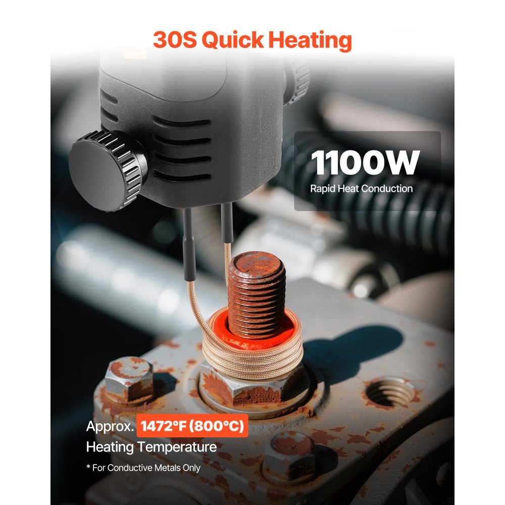 VEVOR Induction Heater Bolt Removal, 1100W 110V Magnetic Induction Heater Kit, Handheld Nut Buster Tool for Rusty Screw