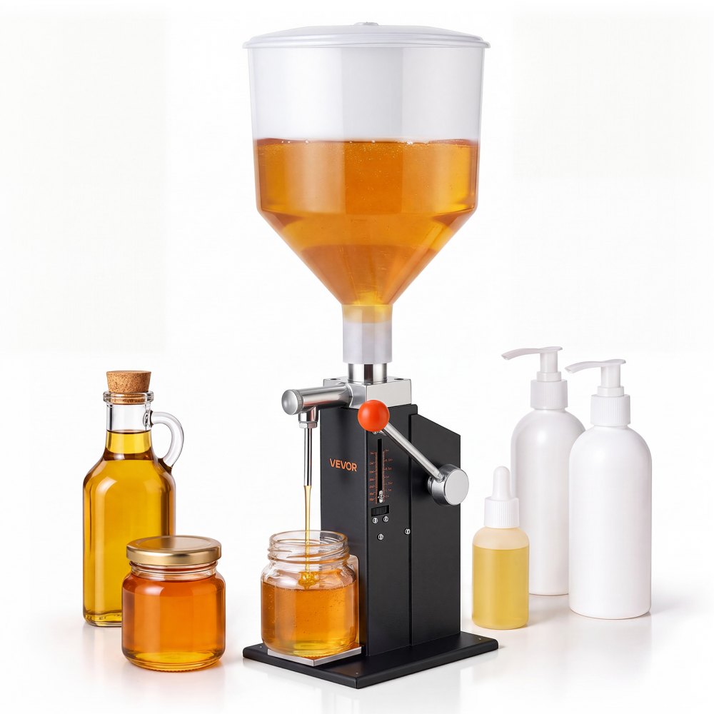 VEVOR Manual Filling Machine, 5-60 ml, 10 L Hopper, Paste Liquid Filler, for Water, Honey, Oil, Shampoo and Lotion