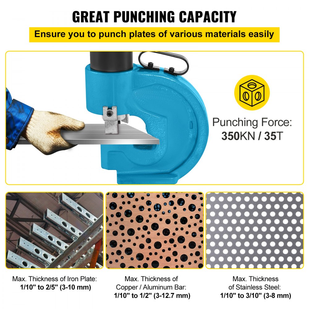 VEVOR CH-70 Hydraulic Hole Punching Tool 35T Hole Digger Force Puncher Smooth Hole Puncher for Iron Plate Copper Bar