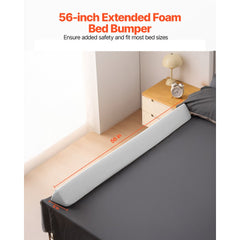 VEVOR Toddlers Bed Bumper, 56-inch Non-Slip Bed Rail Bumper, High-Rebound Foam Bedrail Guard for Toddlers with
