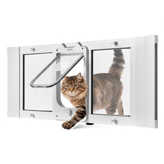 VEVOR Cat Door for Window, Adjustable to Fit Window Width 35"-40", 4 Secure Lock Modes, Aluminum Frame and