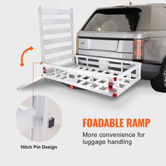 VEVOR 50 x 29.5 x 8.7 inch Hitch Cargo Carrier, 500lbs Capacity Trailer Hitch Mounted Cargo Basket, Aluminum Luggage