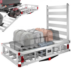 VEVOR 50 x 29.5 x 8.7 inch Hitch Cargo Carrier, 500lbs Capacity Trailer Hitch Mounted Cargo Basket, Aluminum Luggage