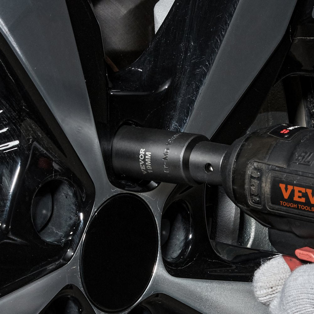 VEVOR 3/8" Drive Impact Socket Set, SAE 1/4"-3/4" and Metric 6-19mm 90 Piece Socket Set, 6 Point Cr-Mo Alloy Steel for