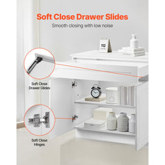 VEVOR White Shaker Base Cabinet with Drawer, 30-Inch Unassembled Drawer Base Cabinet, 30" W x 24" D x 34.5" H Ready to