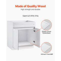 VEVOR White Shaker Base Cabinet, 30-Inch Unassembled Sink Base Cabinet, 30" W x 24" D x 34.5" H Ready to Assemble