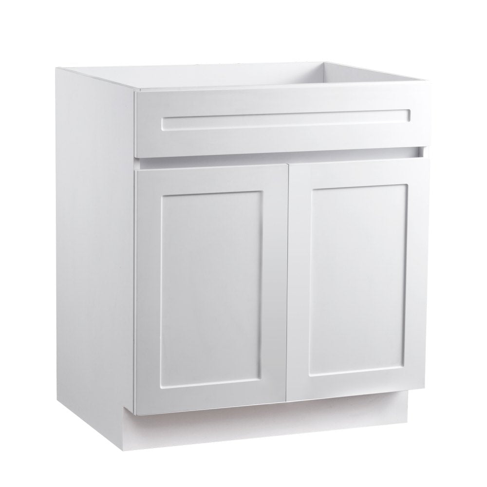 VEVOR White Shaker Base Cabinet, 30-Inch Unassembled Sink Base Cabinet, 30" W x 24" D x 34.5" H Ready to Assemble