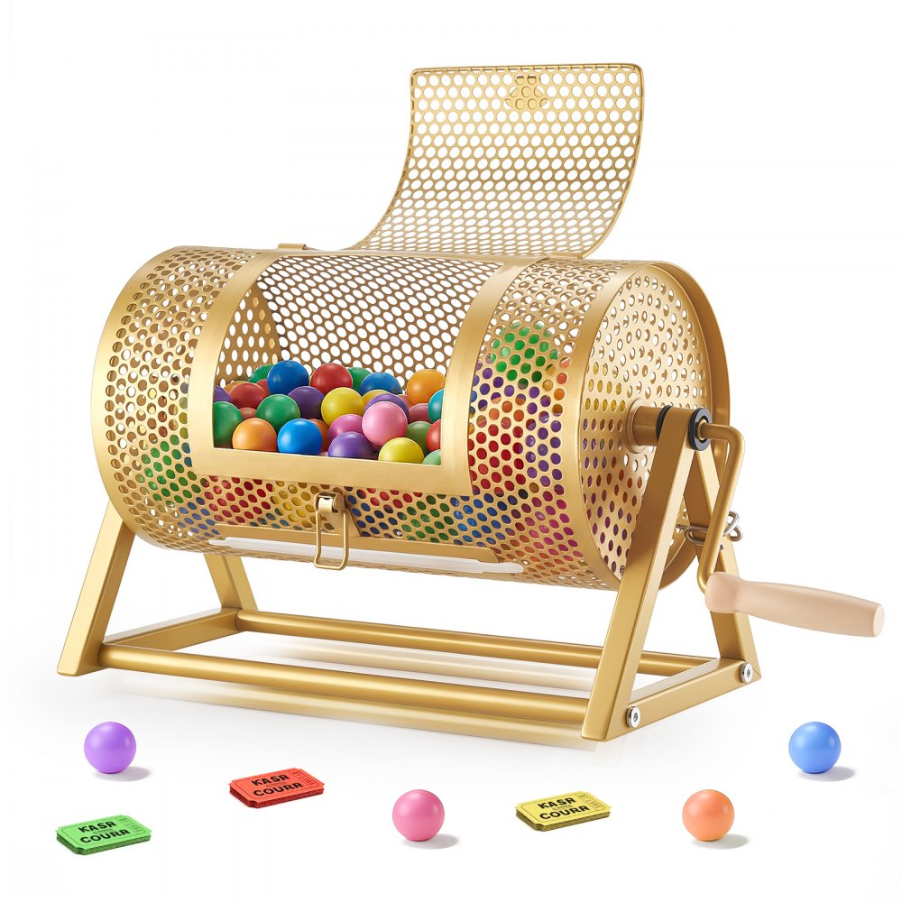 VEVOR Raffle Ticket Spinner, 11.6" x 6.6" Holds 2500 Tickets or 100 Ping Pong Balls, Raffle Drum Lottery Spinning Cage