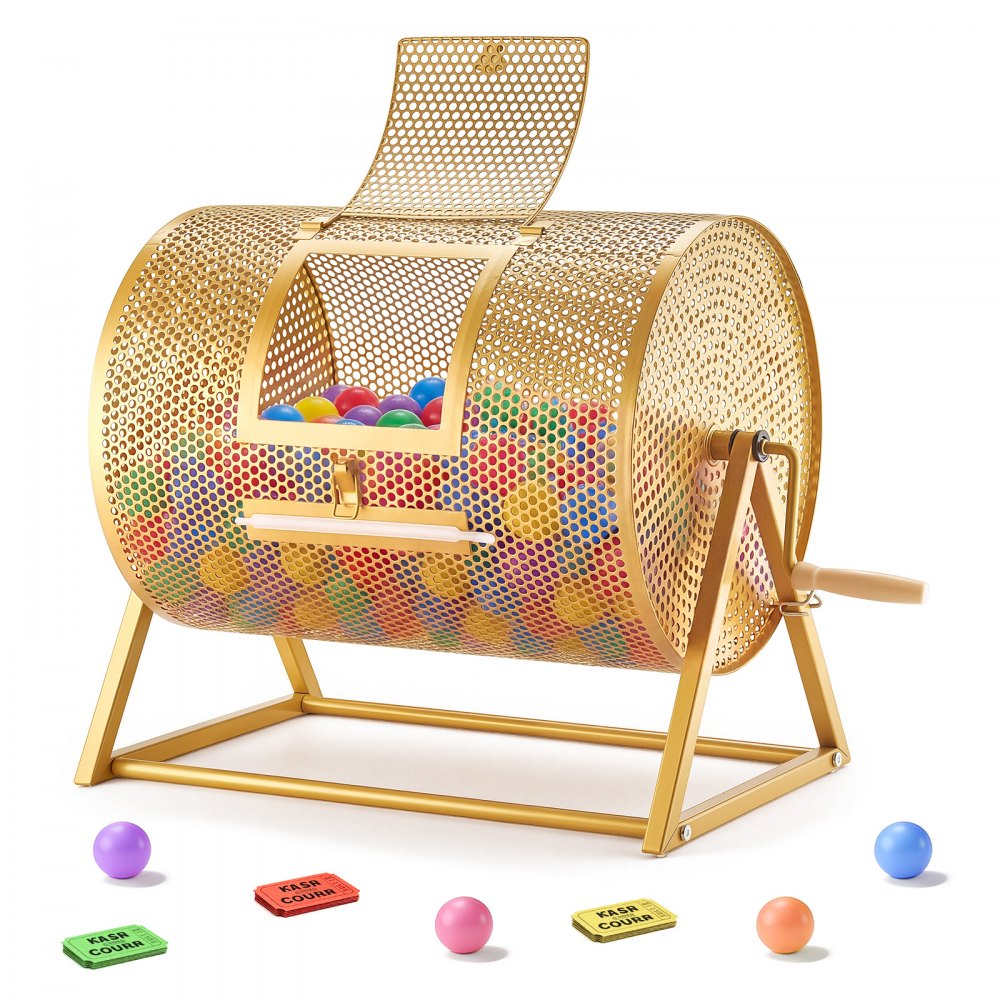VEVOR Raffle Ticket Spinner, 16.1" x 11.9" Holds 5000 Tickets or 200 Ping Pong Balls, Raffle Drum Lottery Spinning Cage