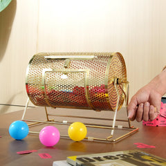 VEVOR Raffle Drum,Holds 2500 Tickets or 100 Ping Pong Balls, Metal Lottery Spinning Drawing with Wooden Turning