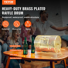 VEVOR Raffle Drum, Holds 5000 Tickets or 200 Ping Pong Balls, Metal Lottery Spinning Drawing with Wooden Turning