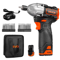 VEVOR Impact Driver, 1/4 Inch, 3000 RPM Max Speed, 12 V Brushless Motor, Electric Cordless Impact Driver Kit with