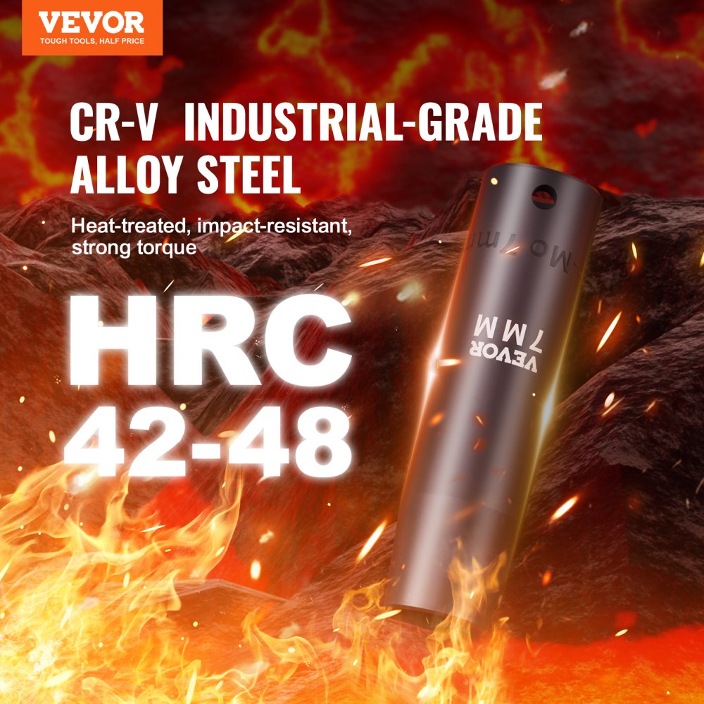 VEVOR Impact Socket Set with 1/2" Drive, Comprising 23 Pieces in SAE (7/16" -1") & Metric Measurements, 6 Point Cr-V