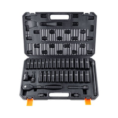 VEVOR 1/2" Drive Impact Socket Set, 33 Piece Socket Set SAE 3/8"-1" and Metric 10-24mm, 6 Point Cr-V Alloy Steel for
