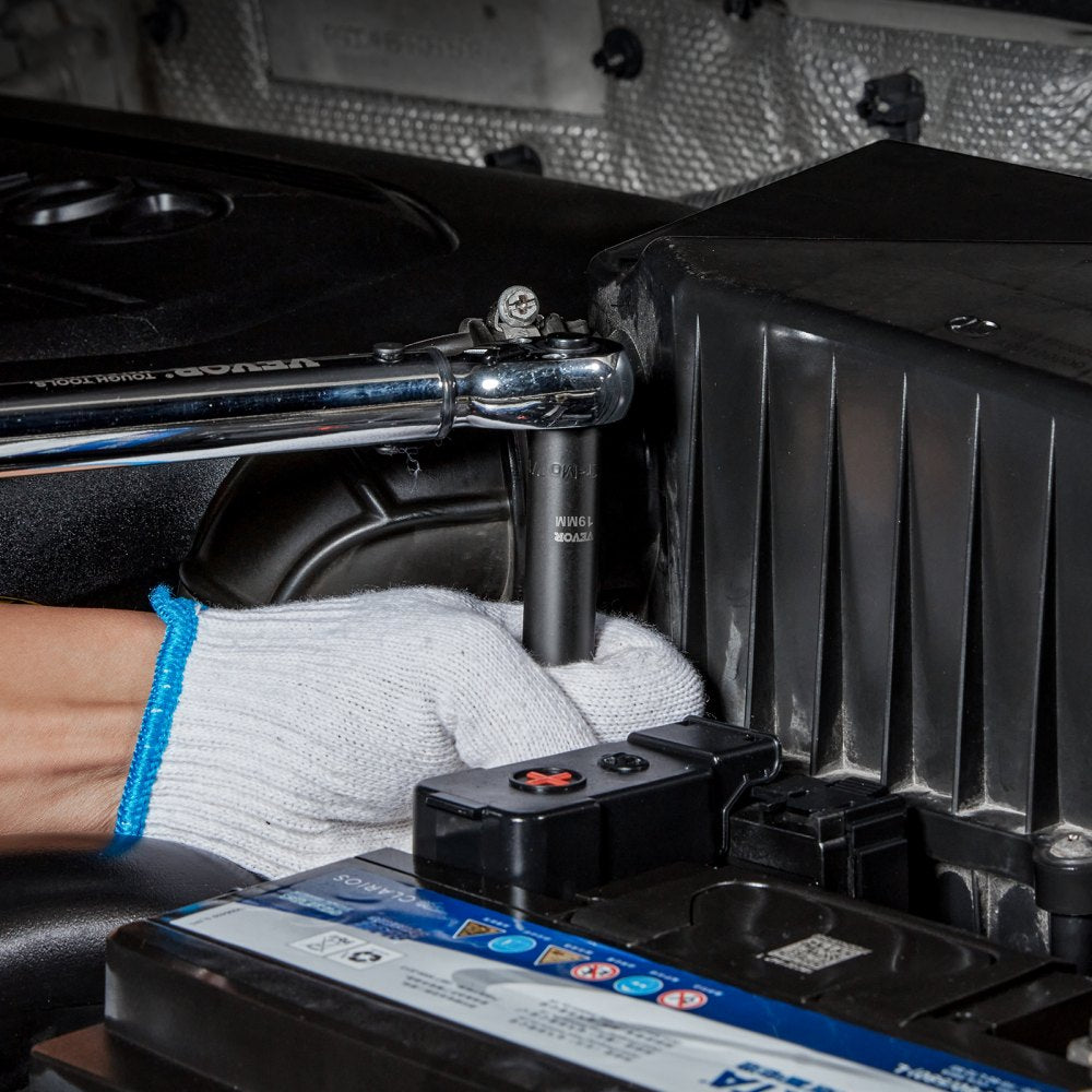 VEVOR 1/2" Drive Impact Socket Set, 65 Piece Socket Set SAE 3/8" to 1-1/4" and Metric 10-24mm, 6 Point Cr-V Alloy Steel