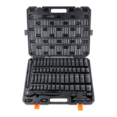 VEVOR 1/2" Drive Impact Socket Set, 65 Piece Socket Set SAE 3/8" to 1-1/4" and Metric 10-24mm, 6 Point Cr-V Alloy Steel