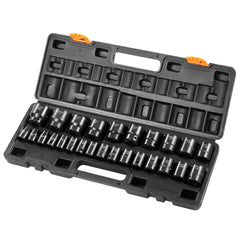 VEVOR Impact Socket Set 1/2 Inches 26 Piece Impact Sockets, Shallow Socket, 6-Point Sockets, Rugged Construction, CR-V