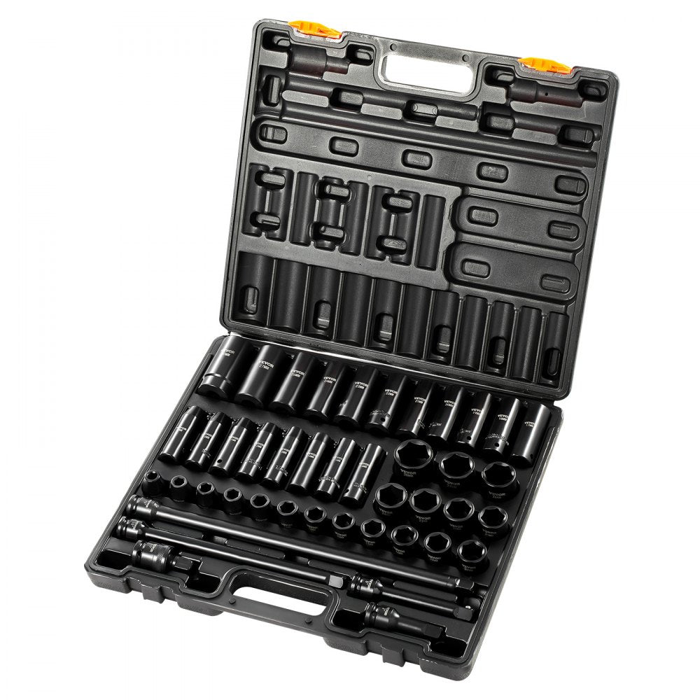 VEVOR Impact Socket Set 1/2 Inches 43 Piece Impact Sockets, Standard Socket Assortment, 1/2 Inches Drive Socket Set