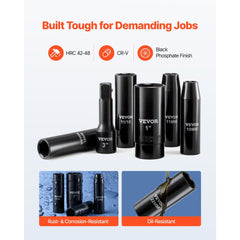 VEVOR 1/2 in Drive Impact Socket Set, 29 Piece, 6 Point Deep Impact Sockets, SAE (3/8 to 1 inch) and Metric (10 to 24