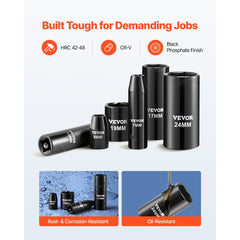 VEVOR 3/8 in Drive Impact Socket Set, 64 Piece, 6 Point Deep & Shallow Impact Sockets, SAE (5/16 in to 1 in) and Metric