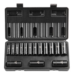 VEVOR 3/8" Drive Impact Socket Set, 15 Piece Deep Socket Set Metric 8-22mm, 6 Point Cr-Mo Alloy Steel for Auto Repair