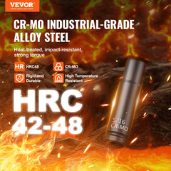 VEVOR Drive Impact Socket Set 1/4" - 14 Piece Deep Socket Set Metric 4-15mm - 6 Point Cr-Mo Alloy Steel for Auto Repair