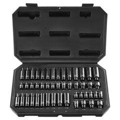 VEVOR Drive Impact Socket Set 1/4" - 14 Piece Deep Socket Set Metric 4-15mm - 6 Point Cr-Mo Alloy Steel for Auto Repair