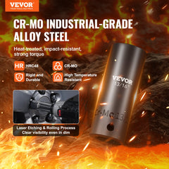VEVOR 3/8" & 1/2" Drive Impact Socket Set, 59PCS Socket Set SAE 5/16" to 1-1/4" and Metric 6-32mm, 6 Point Cr-Mo Alloy