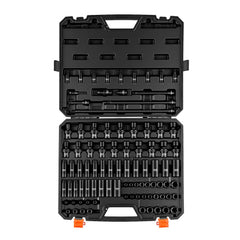VEVOR Impact Socket Set, 3/8" Drive, 90-Piece Socket Set, 6 Point Sockets, SAE 1/4"-3/4" and Metric 6-19 mm, Easy to