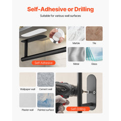 VEVOR Paper Towel Holder Under Cabinet, High-Quality Stainless Steel Paper Towel Holder, Self Adhesive or Drilling