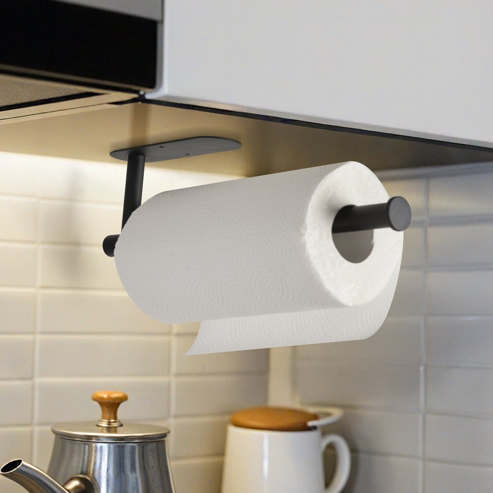 VEVOR Paper Towel Holder Under Cabinet, High-Quality Stainless Steel Paper Towel Holder, Self Adhesive or Drilling