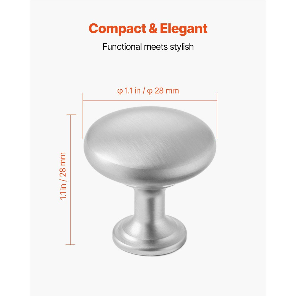 VEVOR Cabinet Knobs, 25 Pack, 1.1 Inch Zinc Alloy Drawer Pulls & Door Handles, Mushroom Kitchen Dresser Solid Knobs