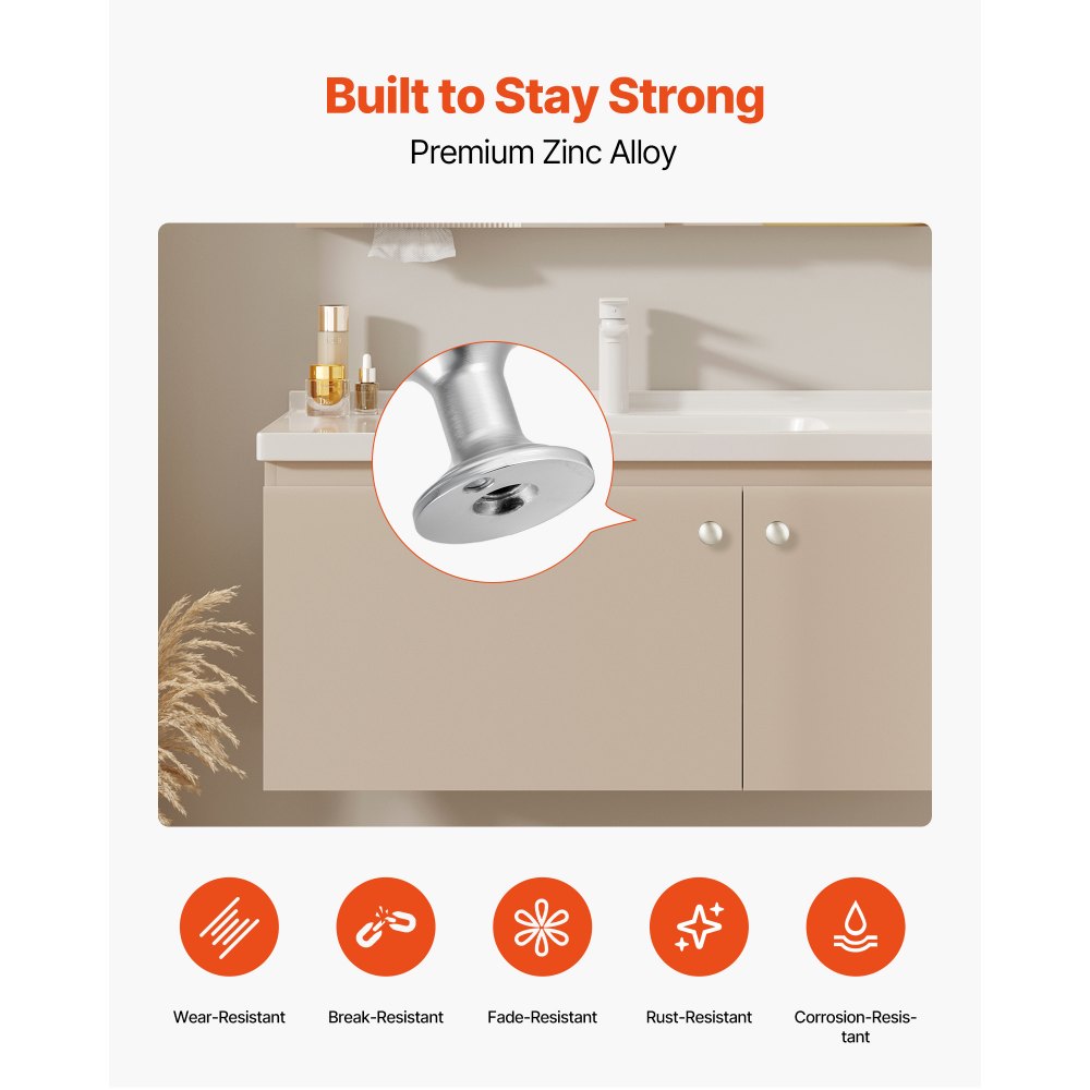 VEVOR Cabinet Knobs, 25 Pack, 1.1 Inch Zinc Alloy Drawer Pulls & Door Handles, Mushroom Kitchen Dresser Solid Knobs