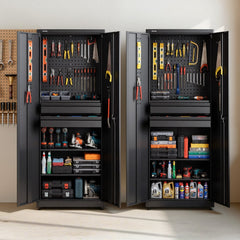 VEVOR Metal Storage Cabinet, 180 lbs Shelf Load Capacity, 70.87" Tall Garage Tool Storage Cabinet with 2 Locking Doors