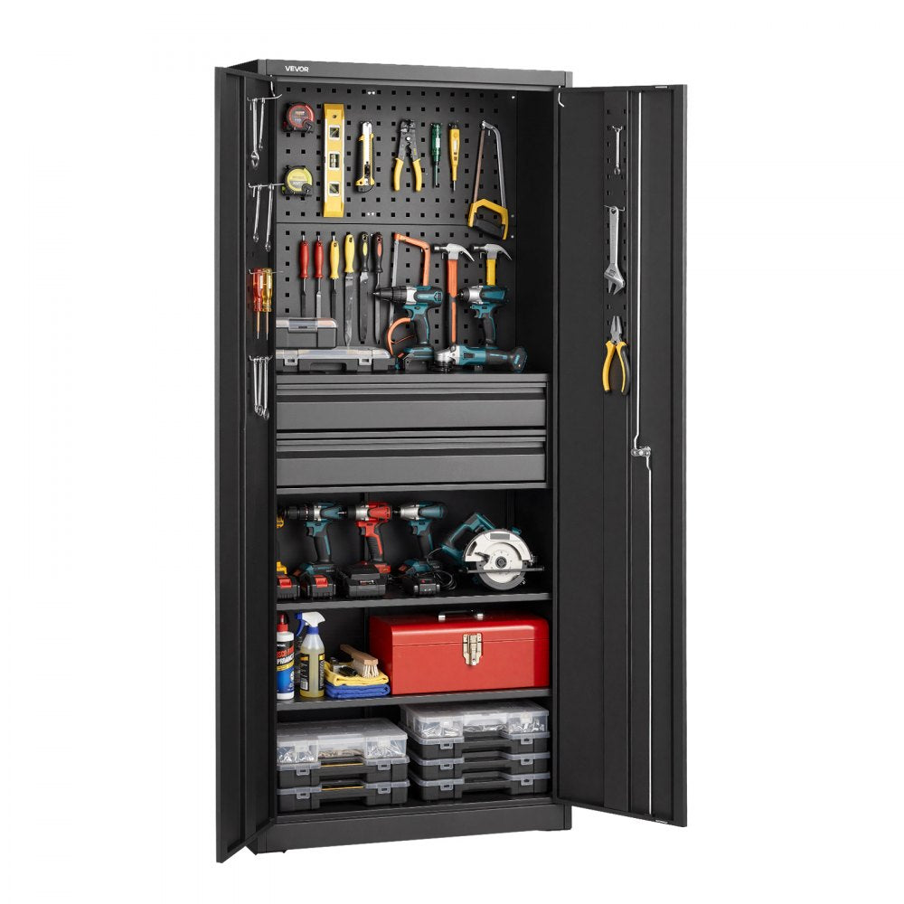 VEVOR Metal Storage Cabinet, 180 lbs Shelf Load Capacity, 70.87" Tall Garage Tool Storage Cabinet with 2 Locking Doors