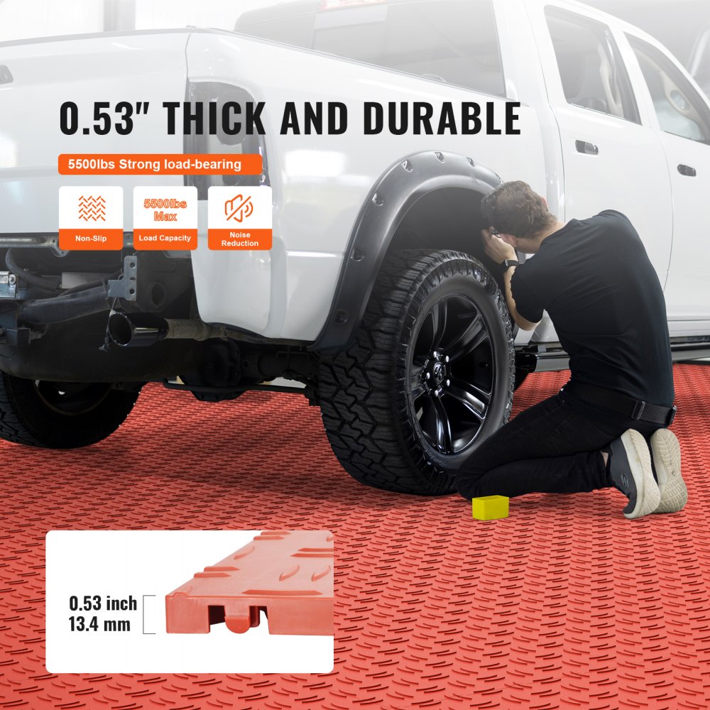 VEVOR Garage Tiles Interlocking, 12 x 12 x 0.53 inch 25 Pack Garage Floor Covering Tiles, Non-Slip Double-Sided Texture