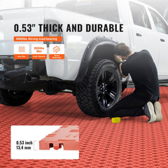 VEVOR Garage Tiles Interlocking, 12 x 12 x 0.53 inch 25 Pack Garage Floor Covering Tiles, Non-Slip Double-Sided Texture