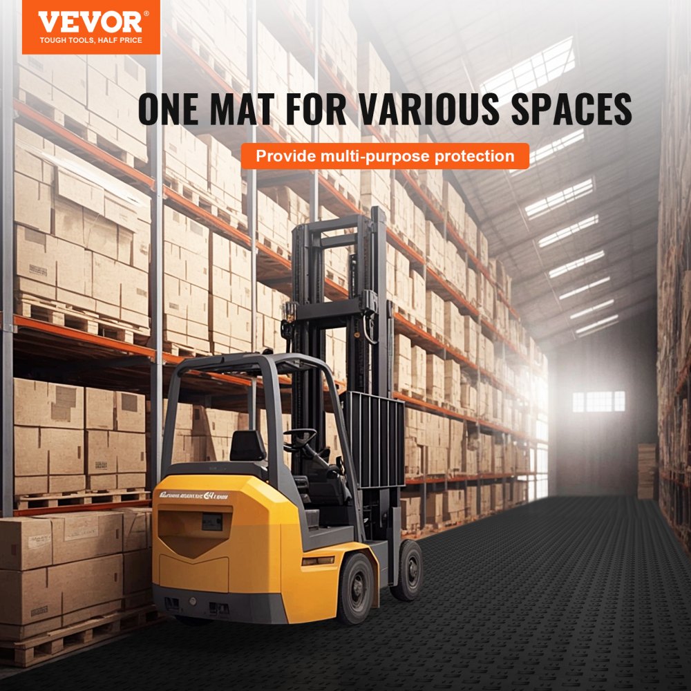 VEVOR Garage Tiles Interlocking, 12 x 12 x 0.53 inch 25 Pack Garage Floor Covering Tiles, Non-Slip Double-Sided Texture