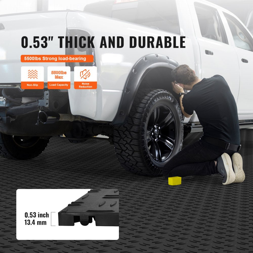 VEVOR Garage Tiles Interlocking, 12 x 12 x 0.53 inch 25 Pack Garage Floor Covering Tiles, Non-Slip Double-Sided Texture