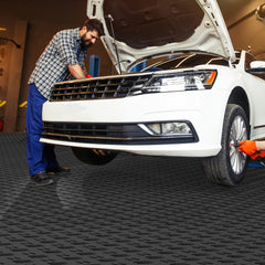 VEVOR Garage Tiles Interlocking, 12 x 12 x 0.53 inch 25 Pack Garage Floor Covering Tiles, Non-Slip Double-Sided Texture