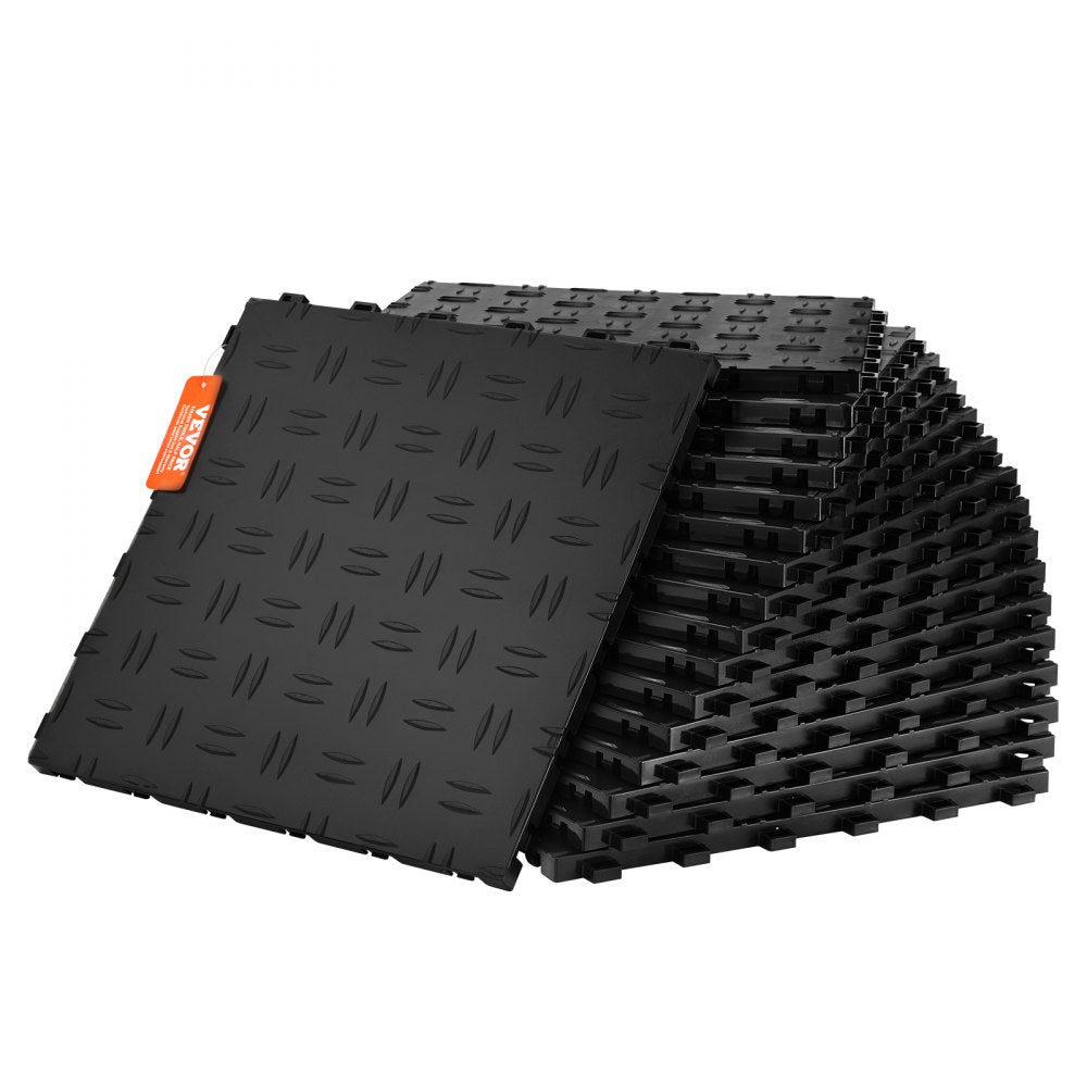 VEVOR Garage Tiles Interlocking, 12 x 12 x 0.53 inch 25 Pack Garage Floor Covering Tiles, Non-Slip Double-Sided Texture