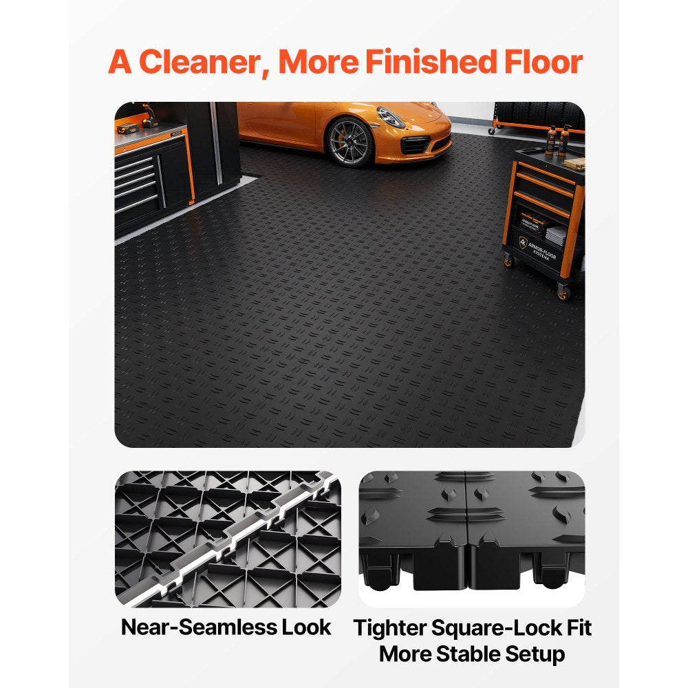 VEVOR Garage Tiles Interlocking, 12 x 12 x 0.53 inch 50 Pack Garage Floor Covering Tiles, Non-Slip Double-Sided Texture