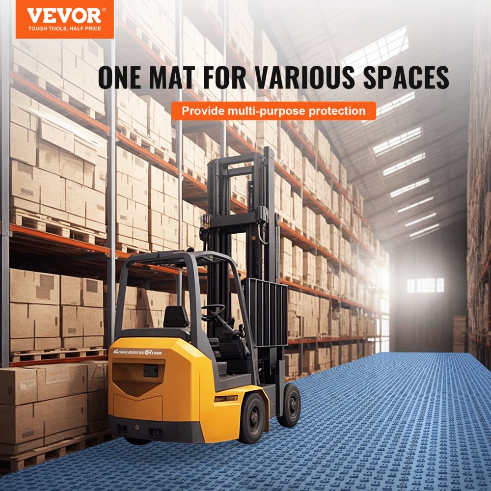 VEVOR Garage Tiles Interlocking, 12 x 12 x 0.53 inch 25 Pack Garage Floor Covering Tiles, Non-Slip Double-Sided Texture