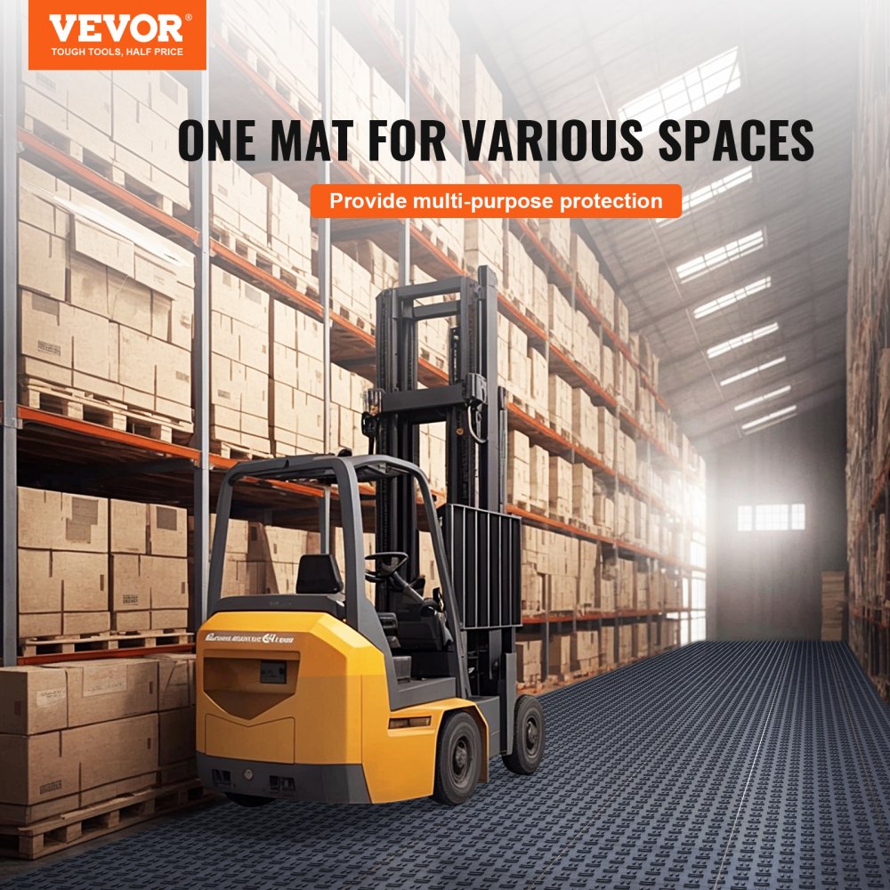 VEVOR Garage Tiles Interlocking, 12 x 12 x 0.53 inch 50 Pack Garage Floor Covering Tiles, Non-Slip Double-Sided Texture