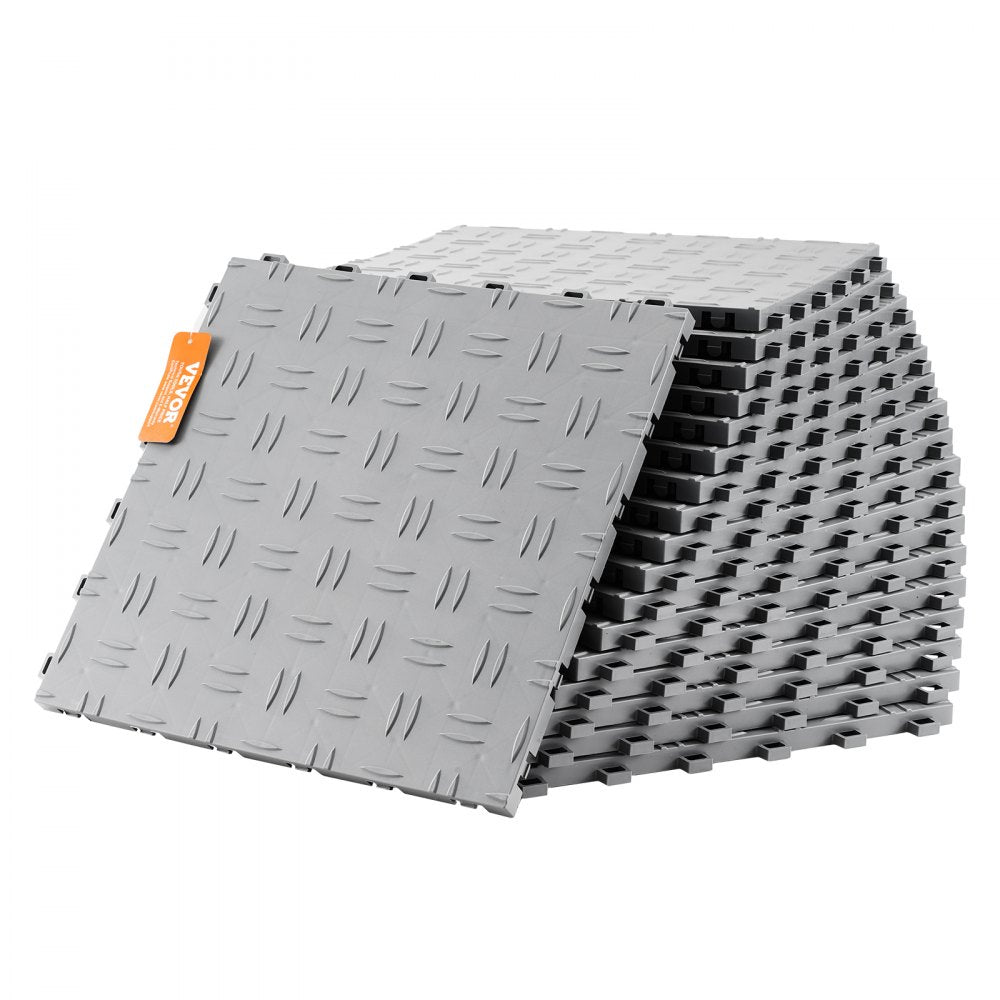 VEVOR Garage Tiles Interlocking, 12 x 12 x 0.53 inch 50 Pack Garage Floor Covering Tiles, Non-Slip Double-Sided Texture