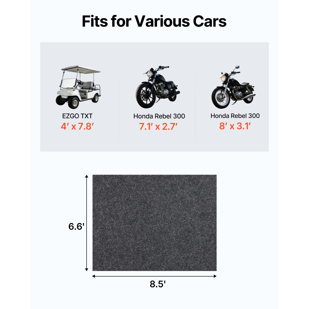 VEVOR Waterproof Garage Floor Mat for Under Car, Non-slip 6.6'x8.5' Compact Size Heavy Duty Containment Mat, Protects
