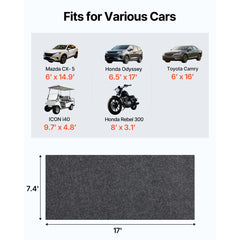 VEVOR Garage Floor Mat, 7.4'x17' Waterproof Protection from Water,Snow, Rain,Mud and Oil for Cars, Non-slip Heavy Duty