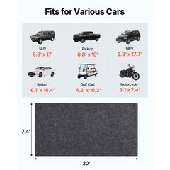 VEVOR Garage Floor Mat, 7.5'x20' Waterproof Protection from Water,Snow, Rain,Mud and Oil for Cars, Non-slip Heavy Duty